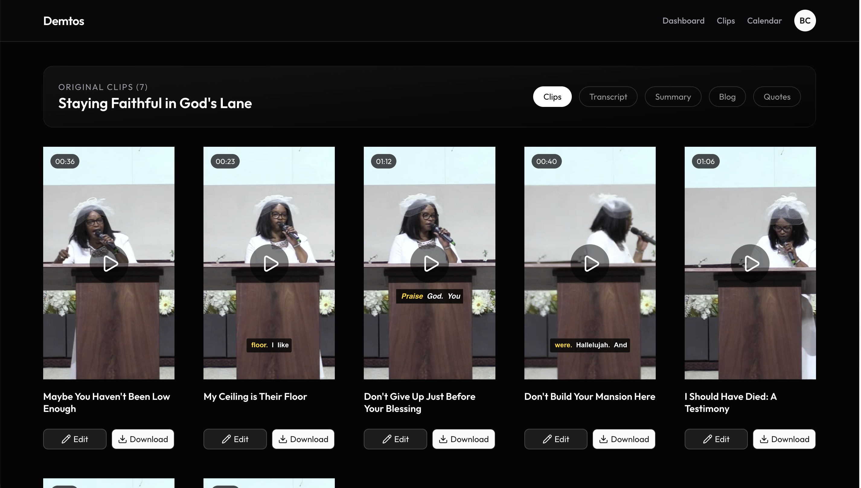 Demtos Clip Interface